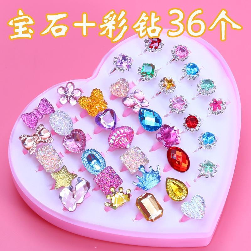 Crianças anel princesa bonito menina diamante dos desenhos animados jóias menina brinquedo do bebê feminino strass anel