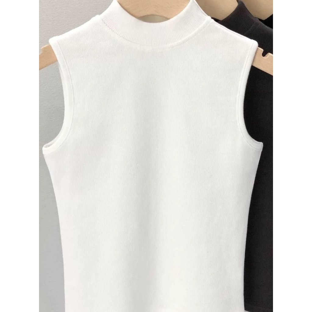 Sra. Impressionante ~ 25 primavera verão novo estilo meia gola alta sem mangas colete feminino tamanho grande fino ajust