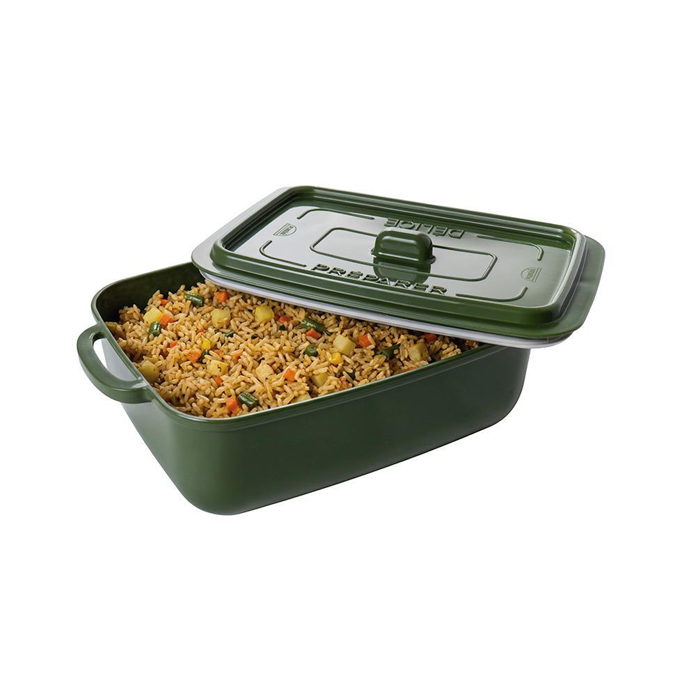 Pote Panelinha Hermético Supreme Verde 1,2 L Mini Caçarola Ramekin Plástico Retangular Plasútil