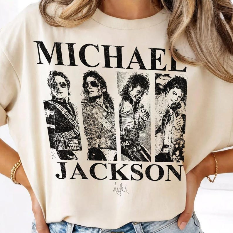 Camiseta Masculina Feminina Oversized Estampa Michael Jackson 4 Retratos Vintage Assinatura Streetwear T-shirt Rei