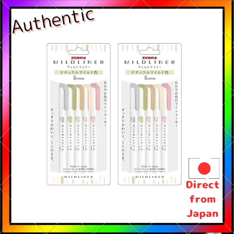 Zebra Mildliner Highlighter Natural Mild 5-Color Set WKT7-5C-NTC