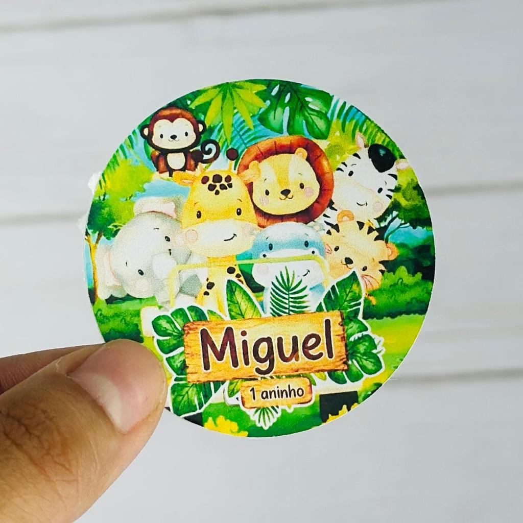 Adesivos Safari Baby Personalizados Com Nome 5x5 cm Lembrancinha Aniversário Infantil Decoração Mimos