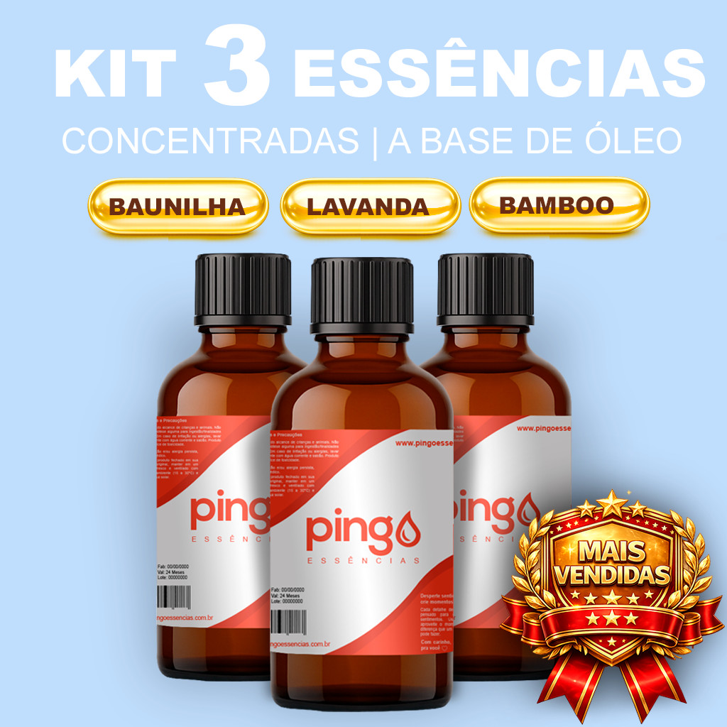 Kit 3 Essências Concentradas Mais Vendidas | Cheiros que Mais Vendem | Alta Fixação