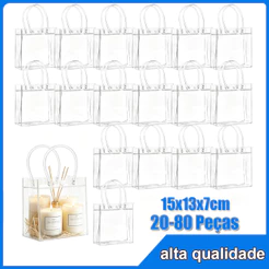 15x13x7cm 20/40/60/80 Sacola transparente de PVC Bolsa Carteira transparente Bolsa Presente Bolsa