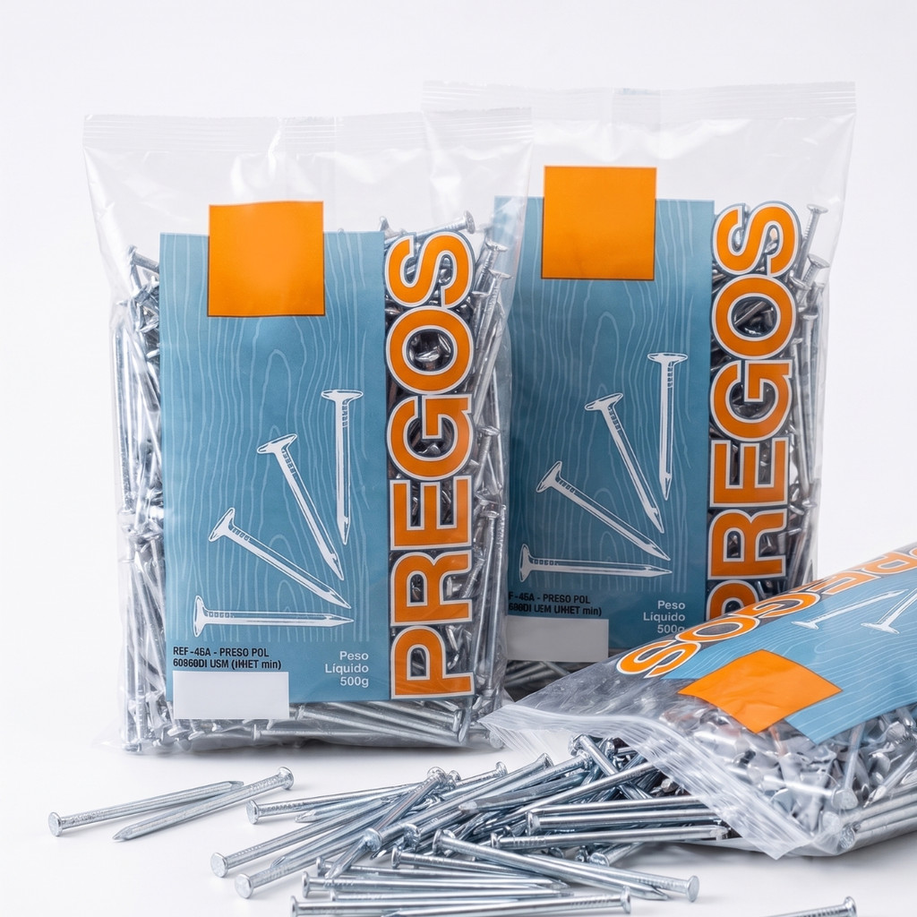 Prego 6x6 c cabeça polido1Kg  Aço