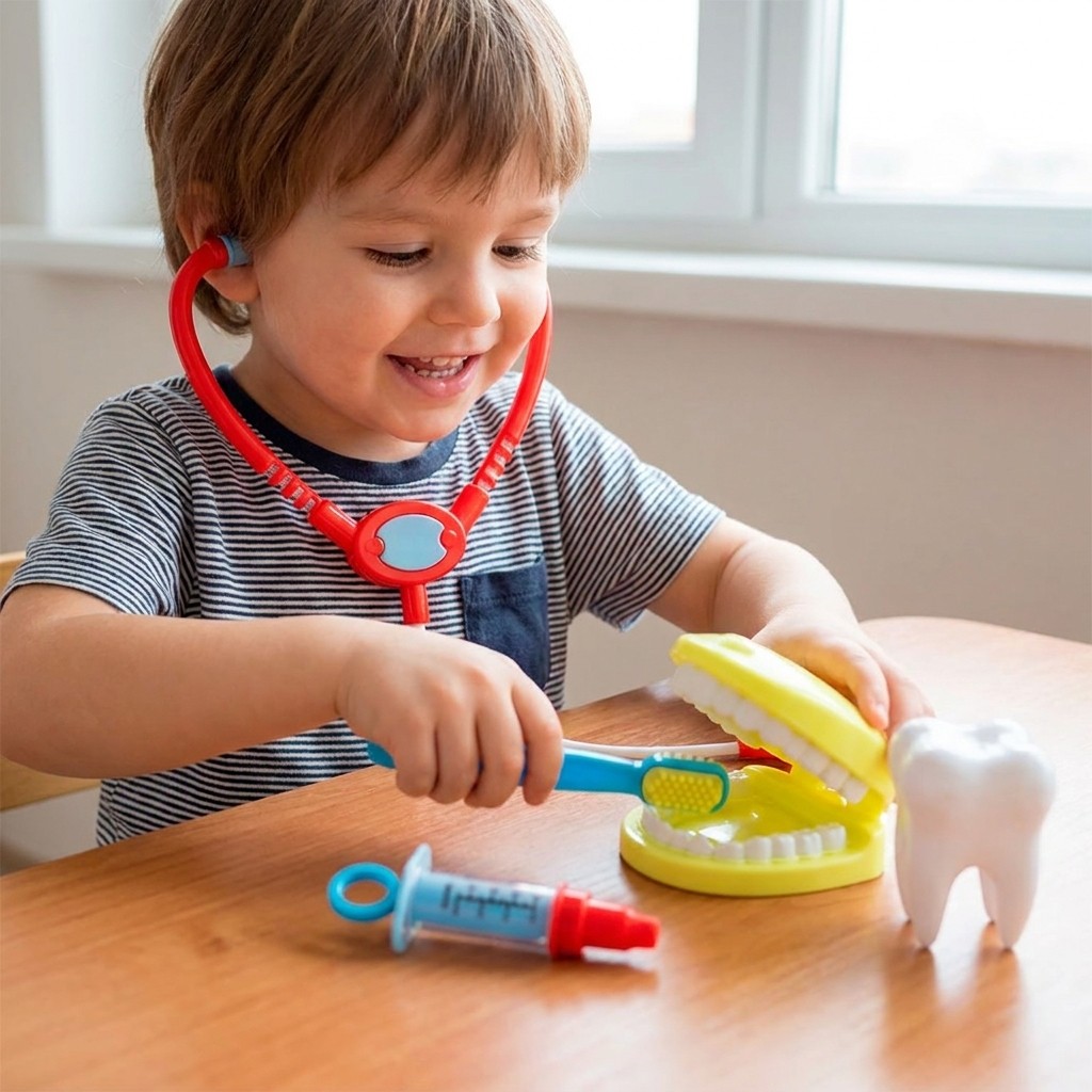 Kit Dentista Infantil Azul 5 Peças – Brinquedo Educativo Divertido | Presente Barato para Crianças