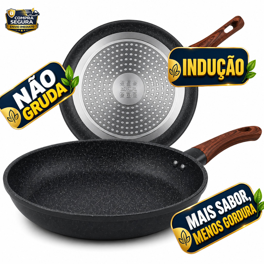 Frigideira Preta Indução Antiaderente Ceramica Não Gruda Profissional Premium Alta Qualidade