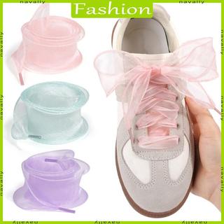 nava Colorido Organza Sapato Renda 140cm Longo 35mm Cadarços Largo Tênis