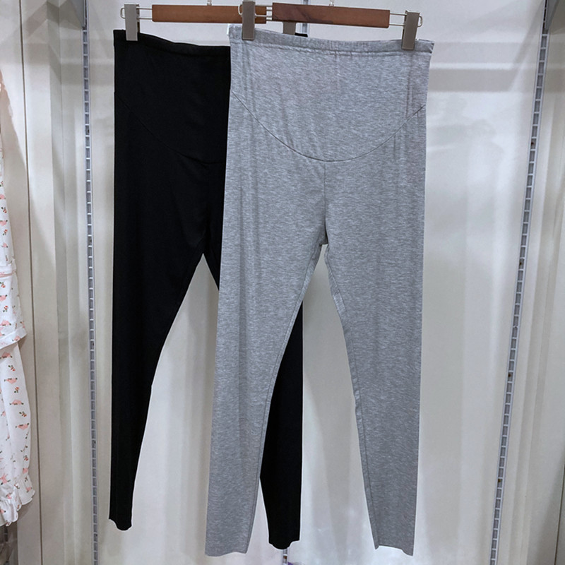 Gravidez cor primavera verão mulheres grávidas ajustável Modal estilo fino tornozelo-Leggings alta elástica calças magra