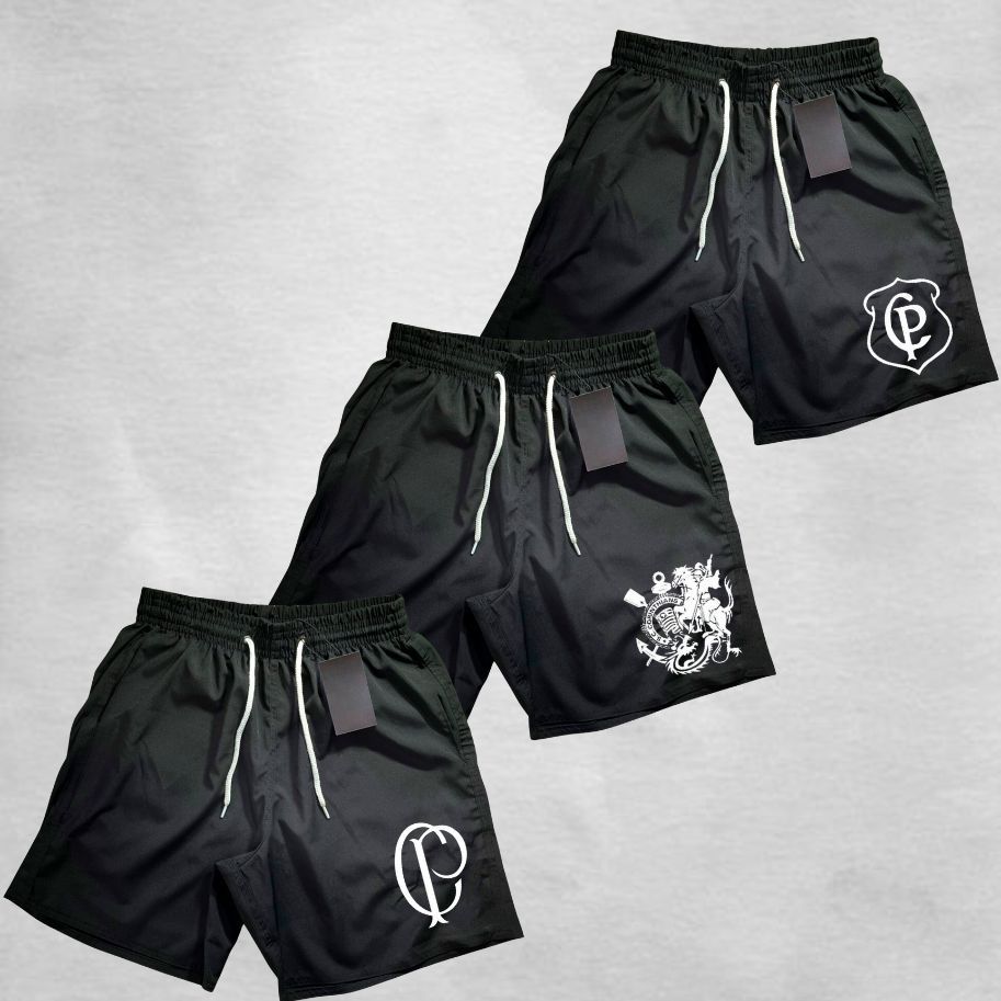 Kit 3 Bermudas Gaviões Da Fiel  02 Tactel Ideal Para Treinos Corrida Torcida Organizada Tim3 Do Povo
