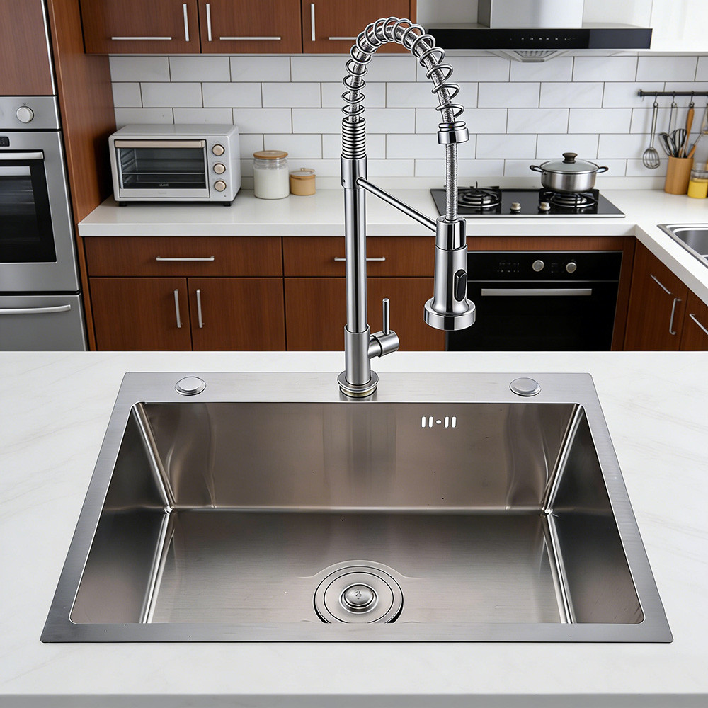 Cuba 60x45 Inox Cozinha Com Torneira Água Fria Pia Completa