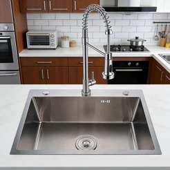 Cuba 60x45 Inox Cozinha Com Torneira Água Fria Pia Completa