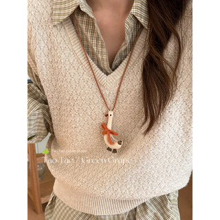 Bonito boneca pequeno Animal longo pingente colar feminino outono inverno pelúcia Halterneck camisola corrente acessório