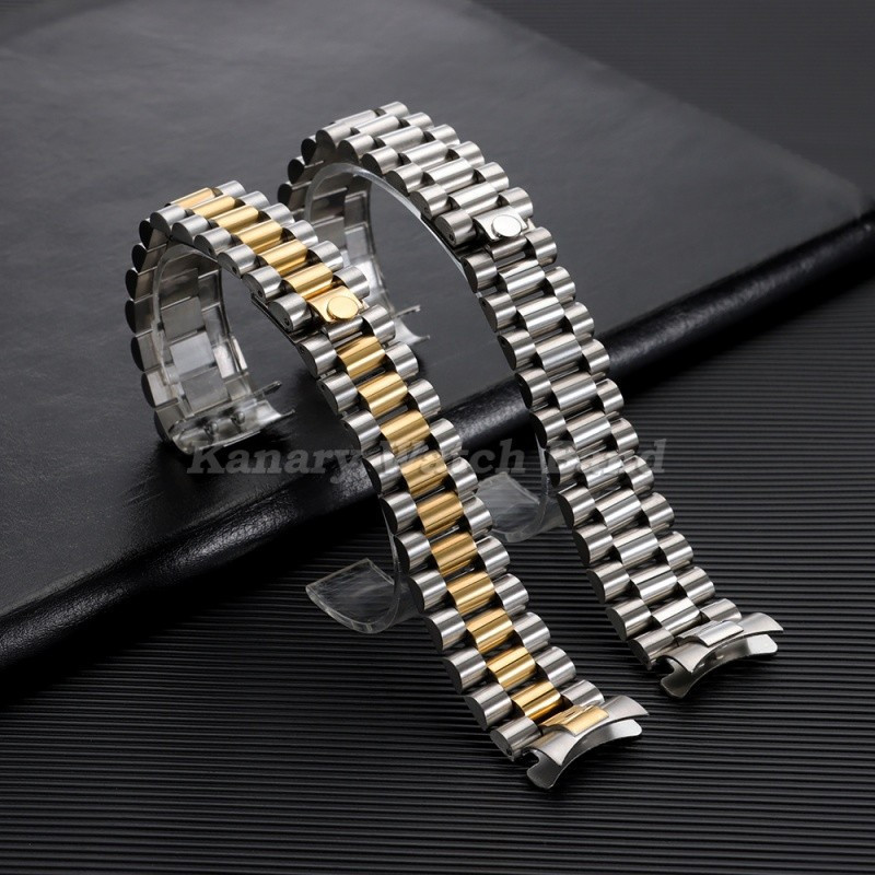 Pulseira de relógio de aço inoxidável com extremidade curvada de 20mm, adequada para os modelos Rolex Submariner, Submar