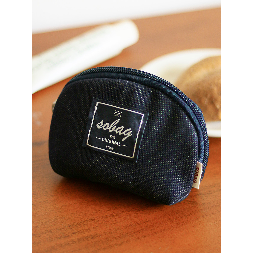 Sobag japonês Denim batom moeda embreagem pano saco Retro Mini fone de ouvido saco zíper mudança pequeno saco de cartão 
