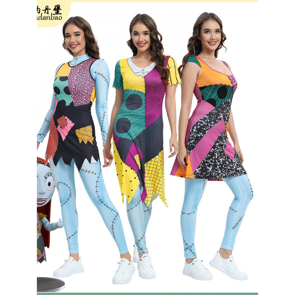 Novo produto natal Horror noite cos terno Sally Cosplay macacão 3D impressão Digital calças de manga comprida masculino