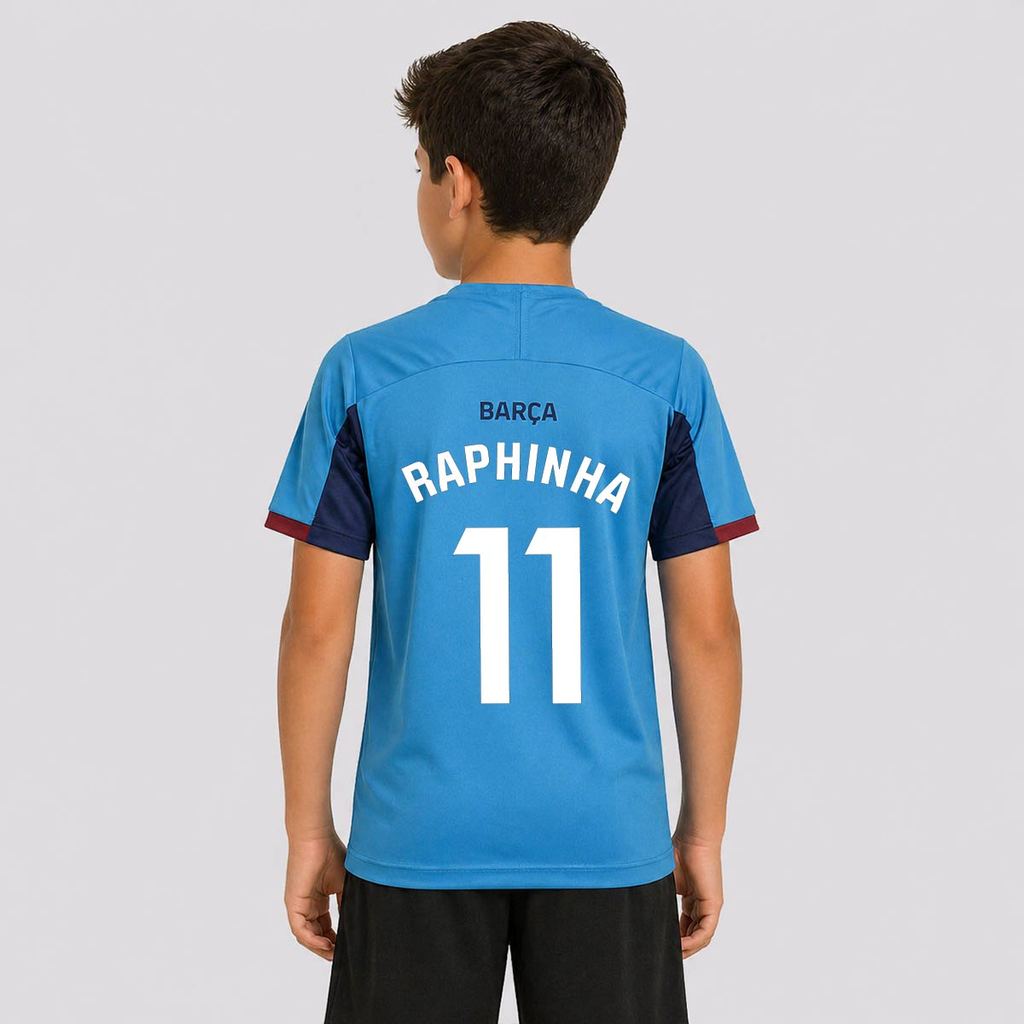 Camisa Barcelona Phoenix Infantil Azul 11 Raphinha