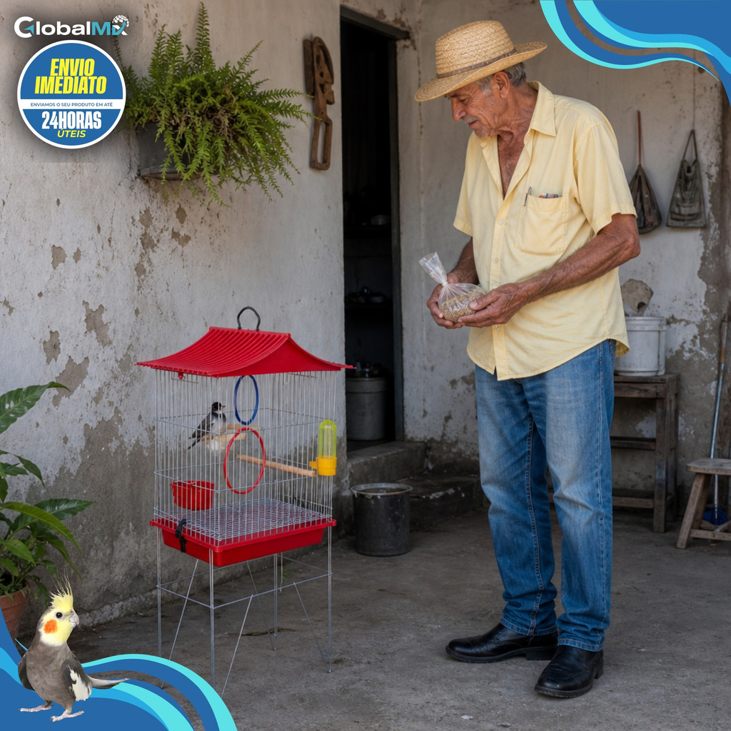 Mini Viveiro Chinesinho Completo ou Mini Gaiola Canário Coleiro  Suporte Resistente Premium Envio Já