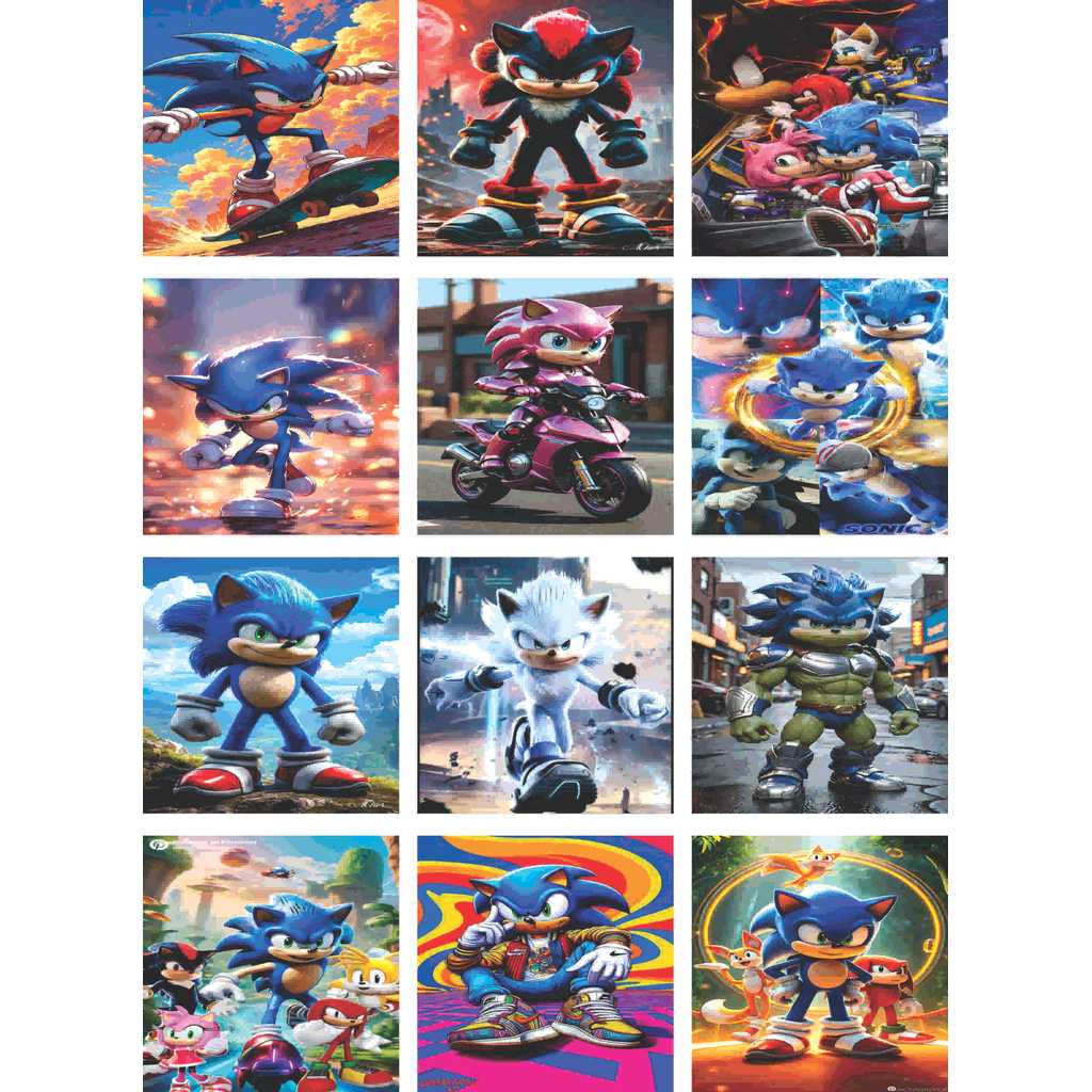 Jogo da Memória Infantil 24 Peças Sonic  em MDF
