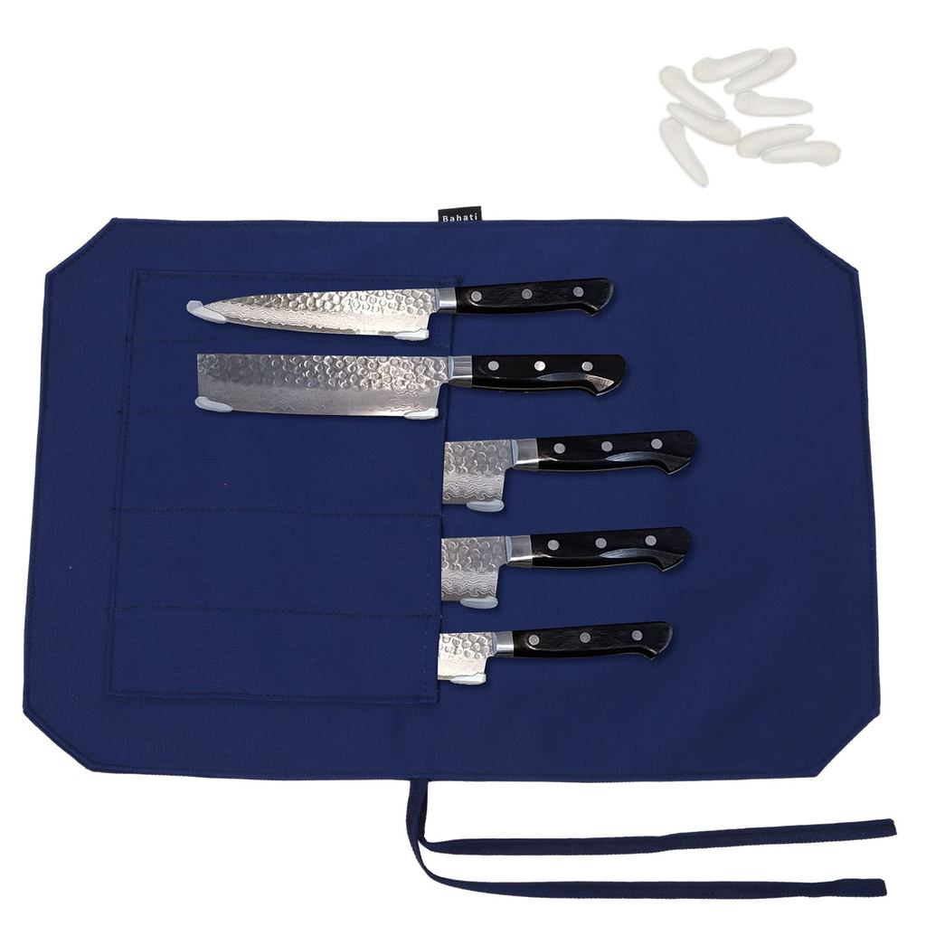 Estojo para faca Bahati armazenamento de faca portátil embrulhado em pano inclui capa de lâmina estojo para faca comporta 5 peças comprimento d