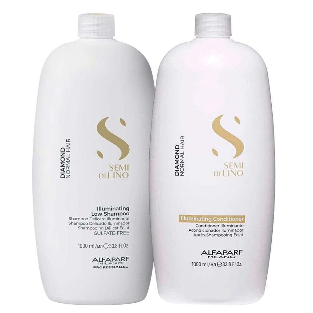 Shampoo Alfaparf Semi Di Lino Illuminating 1L + Condicionador Illuminating 1L