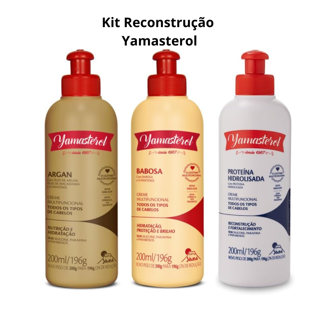 Kit 3 Yamasterol Cronograma Capilar Reparação Intensa Yamá 200ml