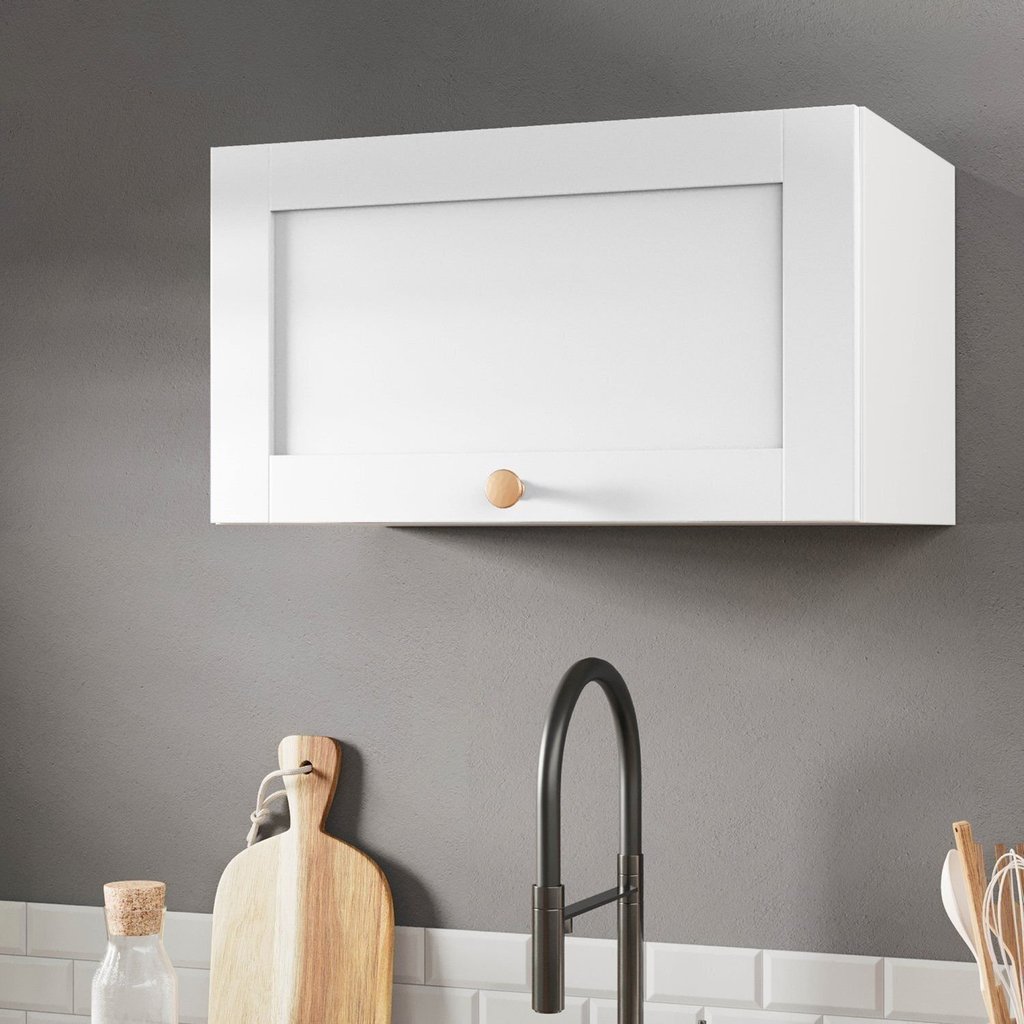 Armário Aéreo 1 Porta Basculante 60cm Arizona CabeCasa MadeiraOriginals Branco Branco