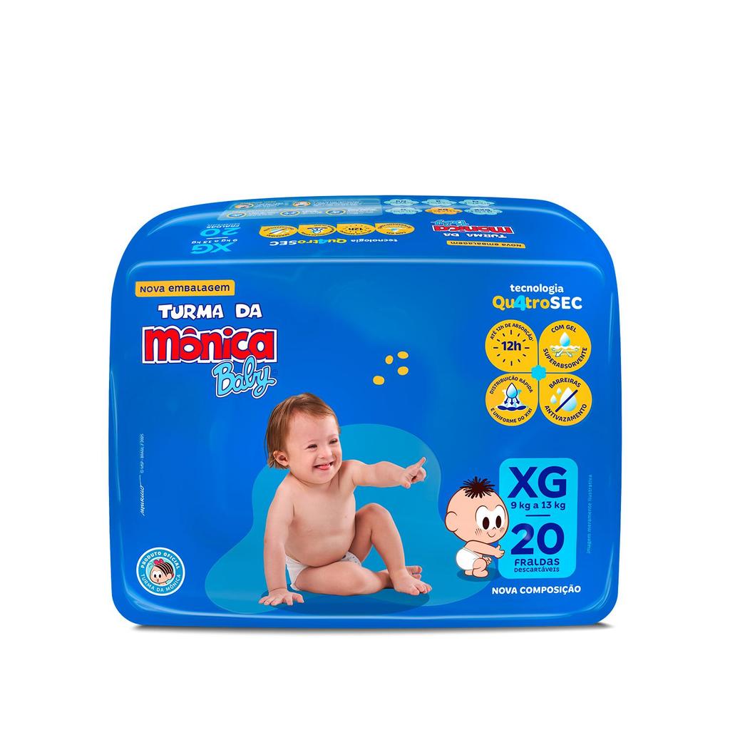Kit 6 Fraldas Turma da Mônica Baby Jumbo XG com 20un cada