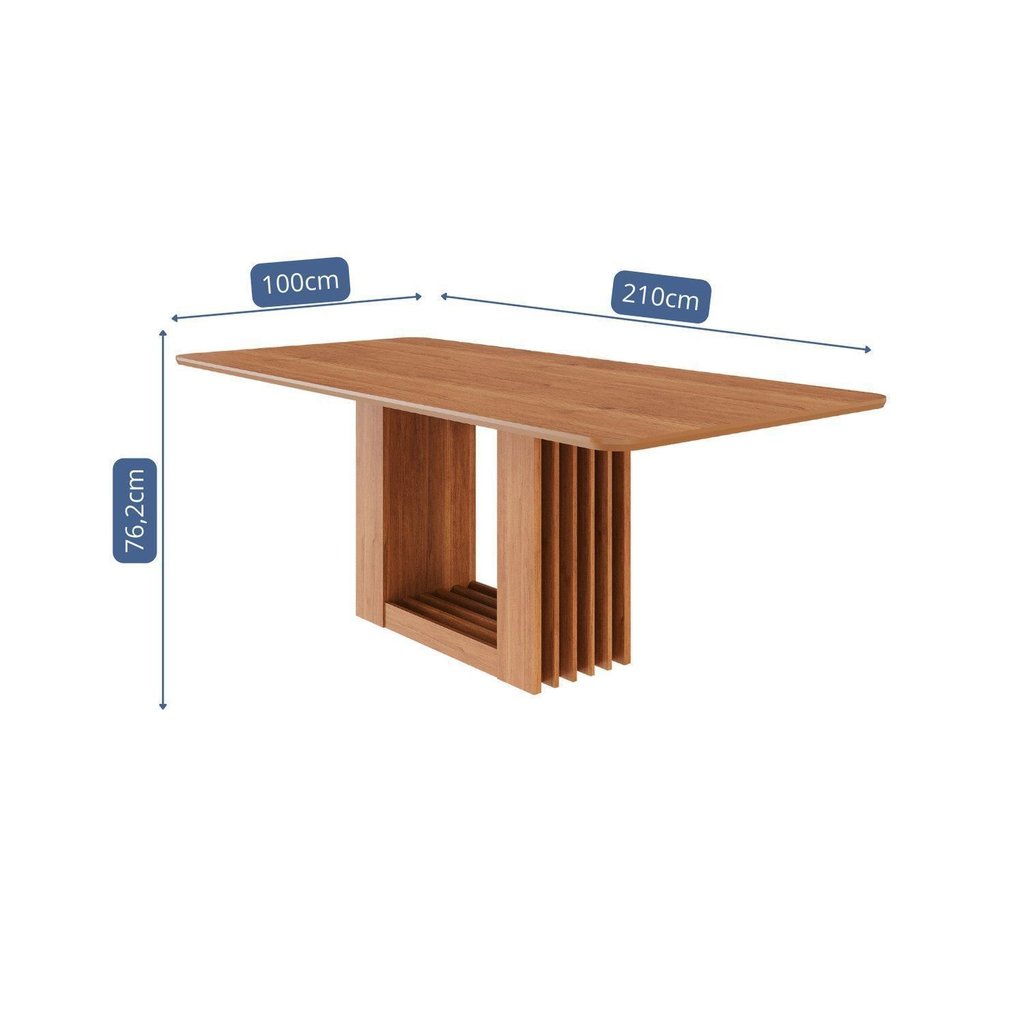 Mesa para Sala de Jantar Ariela 210 cm sem Vidro Marrom/Cinamomo 210