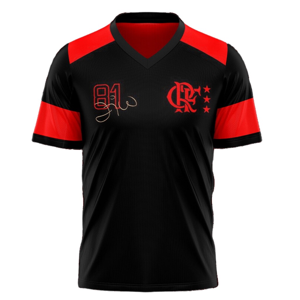 Camisa Flamengo Infantil Zico 81 Preta Jr Oficial Licenciada