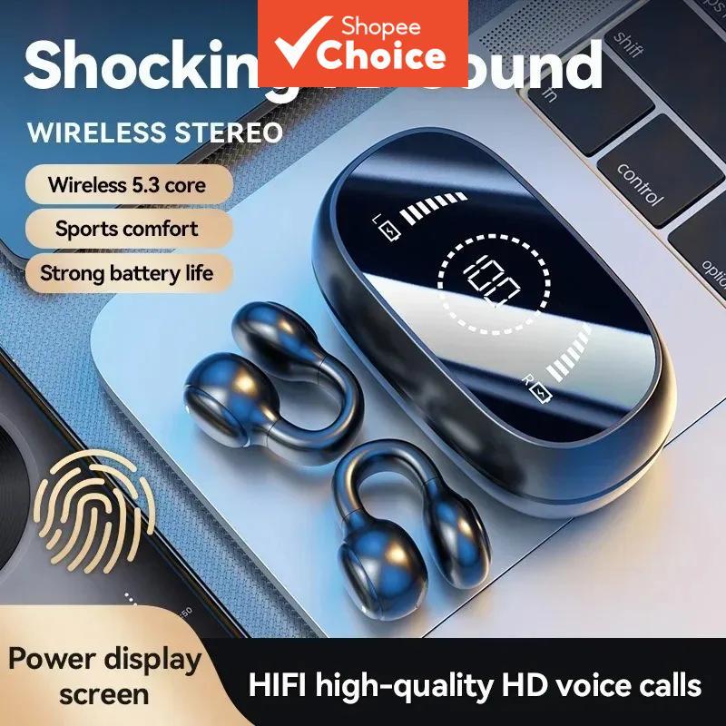Fones de Ouvido X51 – Fones Bluetooth com Condução Óssea, Clipe de Orelha Sem Fio, Display LED Inteligente, Áudio HD, À