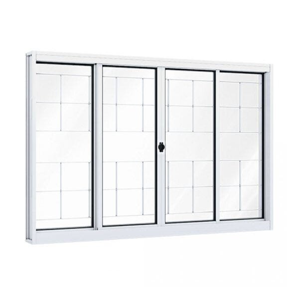 Janela de Aço de Correr 120x150cm 4 Folhas com Grade e Vidro Liso Riobras 120cm x 150cm