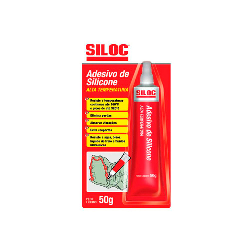Silicone Acetico Alta Temperatura Bisnaga 50gr Vermelho Siloc - 605005