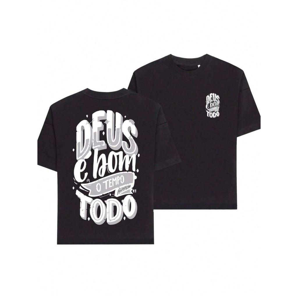 Camiseta Religiosa Deus É Bom O Tempo Todo 100% Algodão Lançamento Barato