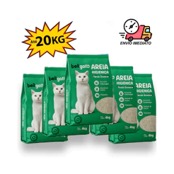 Areia Sanitária Higiênica Para Gatos Anti Odor 4 a 20kg Total Bellgato Grãos Medios verde