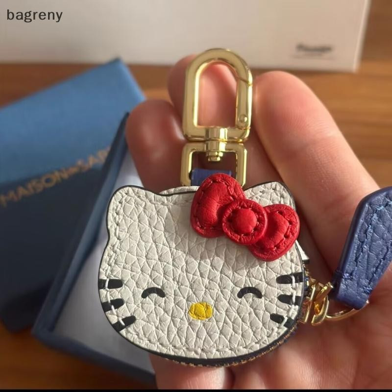 [bagreny] Kawaii High Beauty Hello Kitty Cartoon KT Cat Chaveiro Bolsa De Couro Criativa Pingente Acessórios De Roupas D
