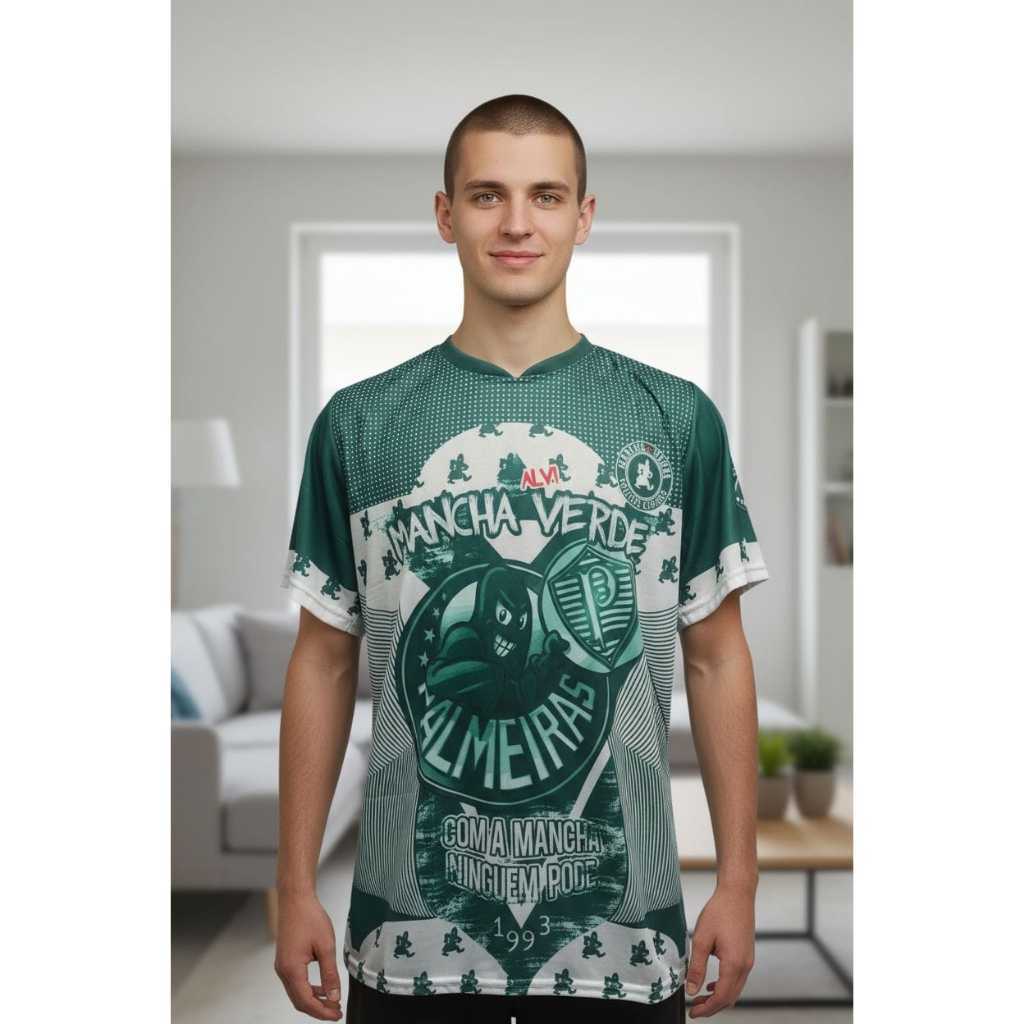 Camiseta Torcida Mancha Verde Estilo Alviverde Casual
