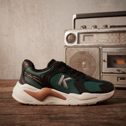 Tênis Infantil Menino K360 Retrô Preto Verde Militar Streetwear Esportivo Confortável Leve Anatômico