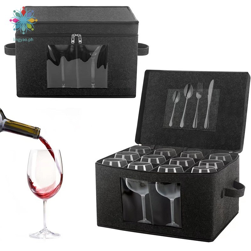 Caixa De Armazenamento Dobrável Para Copos De Vinho-12 Suportes Taças Tinto