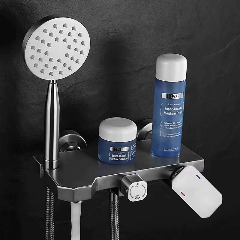 Torneira de chuveiro de aço inoxidável 304, banheira tripla oculta, cabeça de água quente e fria, controle duplo, válvul
