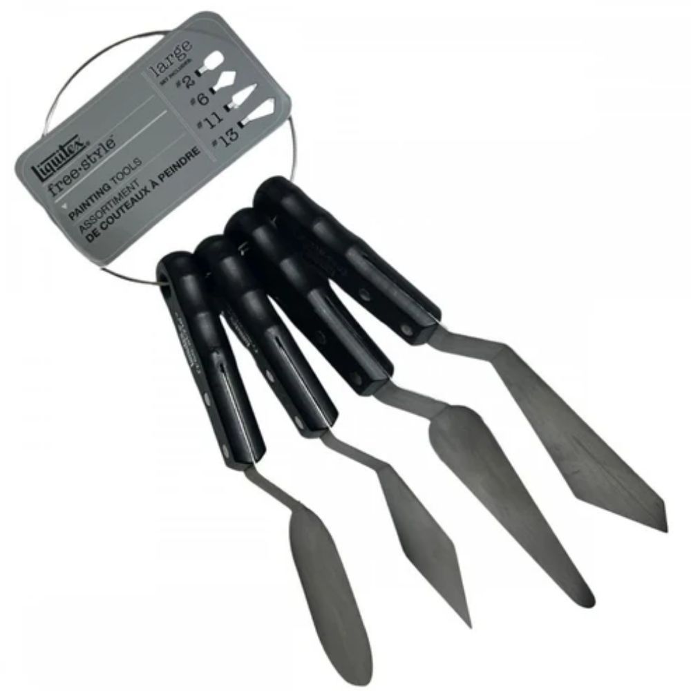Espátulas de Aço Para Pintura Free Style Liquitex 4 Modelos  KNIFE RING SET 101099