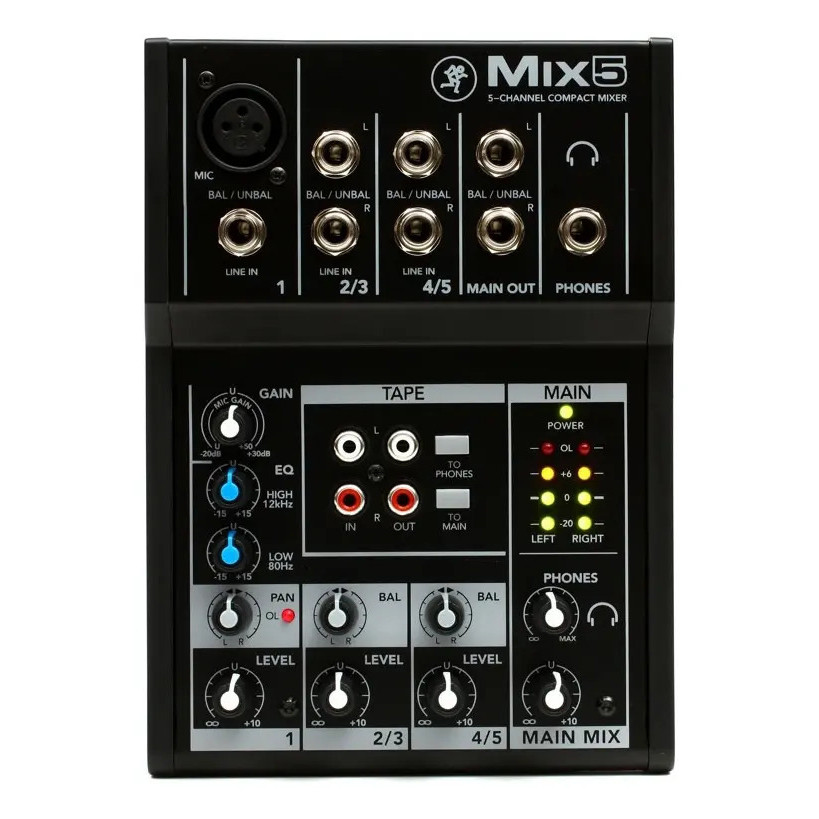 Mesa De Som 5 Canais Analógica Mackie Mix5 Com Phantom Power