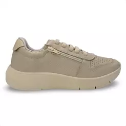 Tênis Usaflex Feminino Couro Zíper Cadarço Elástico Casual AP11005