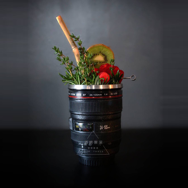 Copo de coquetel criativo para reunião de Bar, lente SLR, copo de coquetel preto, copo de vinho criativo