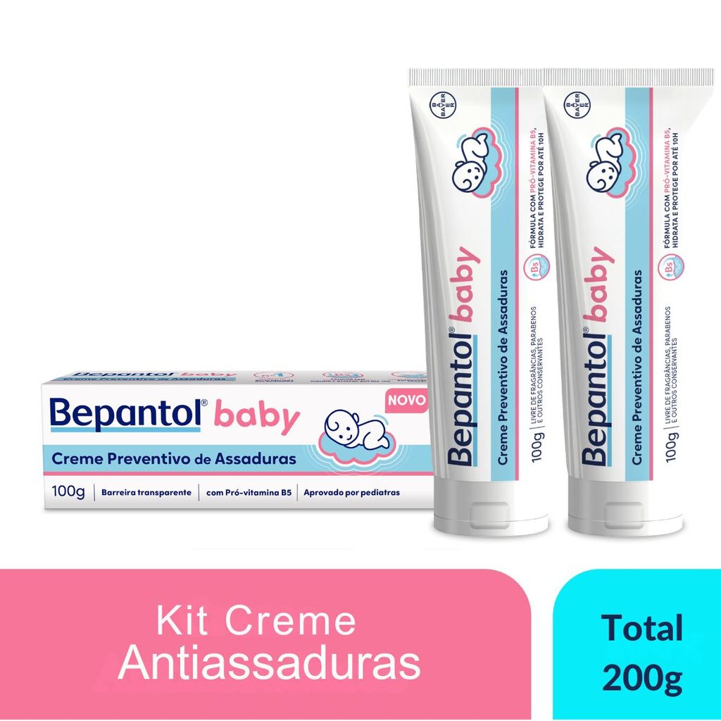 Imagem Kit 2 Creme Pomada de Assadura VitB5 100g Cada Bepantol Baby