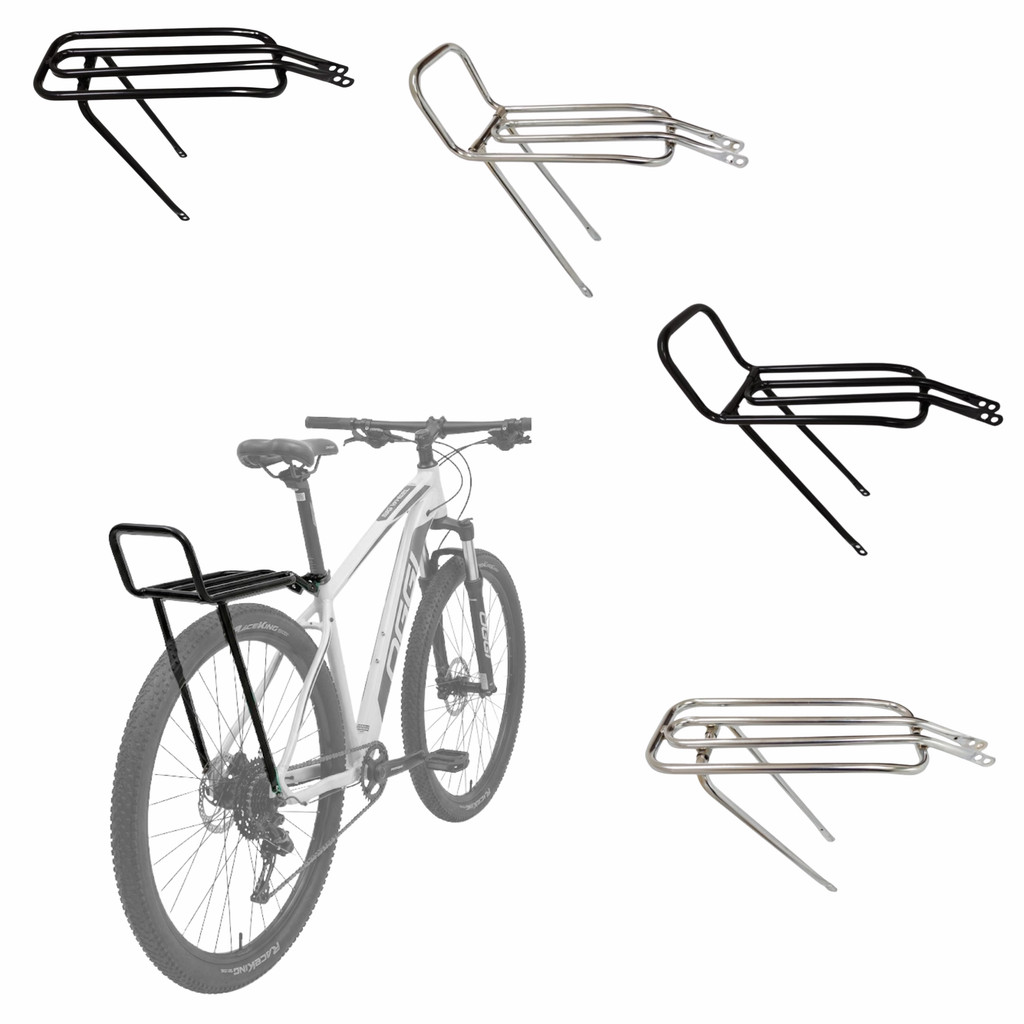 Bagageiro Rabetão Bike Aro 29 Articulado Garupa Bicicleta Preto Cromado