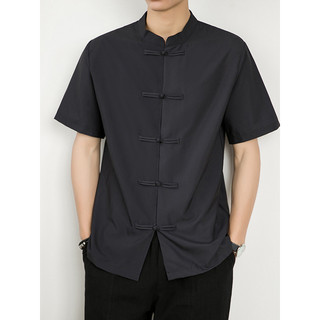 Estilo chinês verão estilo fino gelo seda Drape camisa de manga curta roupas masculinas tamanho grande vestido solto bot