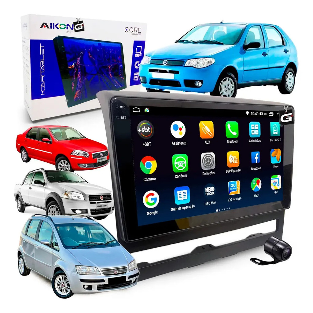Multimidia Android Aikon Core Blue Painel Palio 2004-12 Qled