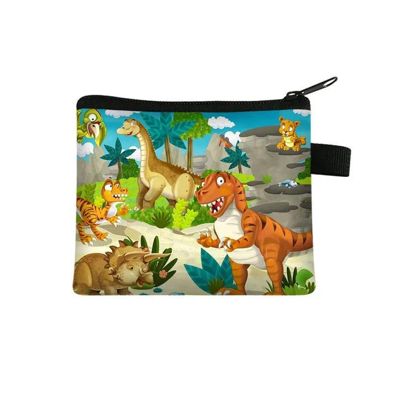 1Pc Dinossauro Impresso Moeda Bolsa Dos Desenhos Animados Tema Animal Das Crianças Mini Zero Carteira Zíper Armazenament