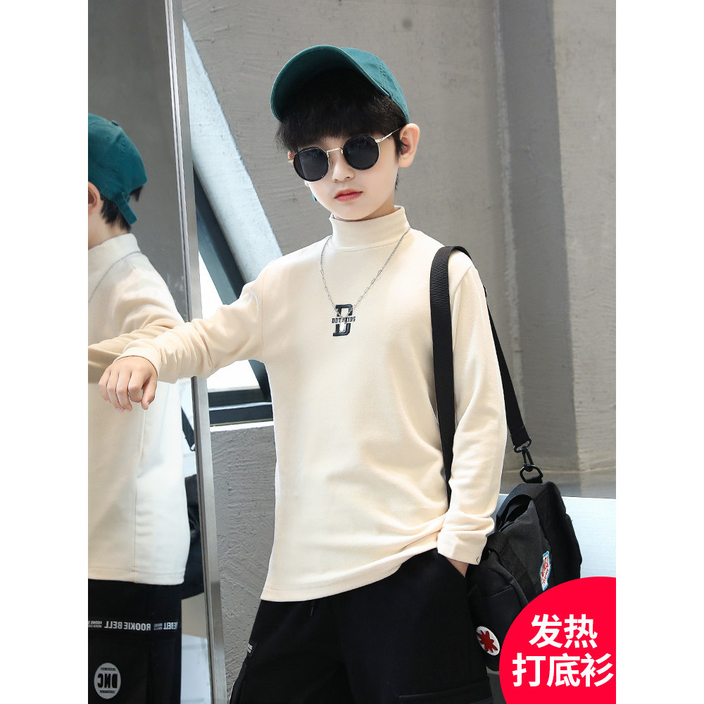 Roupas infantis meninos outono inverno camisa de fundo de manga comprida camiseta 2026 novo estilo crianças inverno engr
